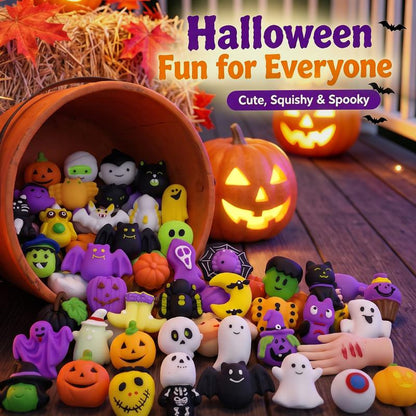 🧸 Miękkie, ściskane zabawki squishy w halloweenowym motywie – idealne na upominki imprezowe, do klasy i na zbieranie cukierków 👻