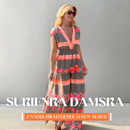 💕Luźna sukienka bez rękawów w paski z dekoltem w serek w stylu vintage