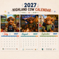 Zabawny kalendarz ścienny na rok 2027 z szkocką krową (Highland Cow) | Wiszący kalendarz formatu A4 | Projekt: Isabel Kline