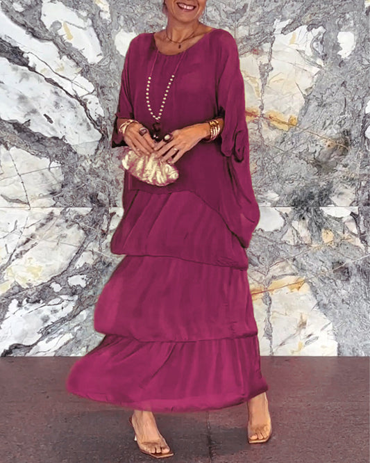 💥2025👗Elegancka warstwowa sukienka maxi w stylu vintage