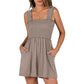 Women's Square Neck Sleeveless Summer Rompers with Pockets