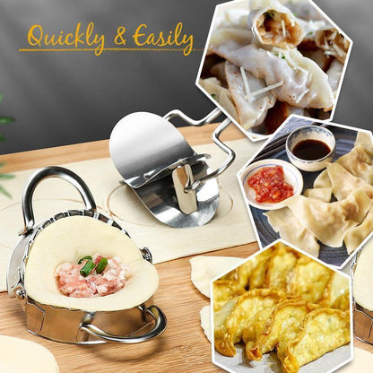 🥟✨ Forma do pierogów ze stali nierdzewnej 2w1 - szybkie lepienie + obcinacz do ciasta
