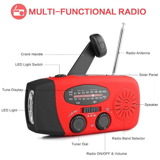 Wielofunkcyjne przenośne radio słoneczne na wypadek sytuacji awaryjnych