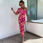 Sukienka bodycon z nadrukiem na jedno ramię