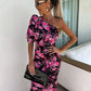Sukienka bodycon z nadrukiem na jedno ramię