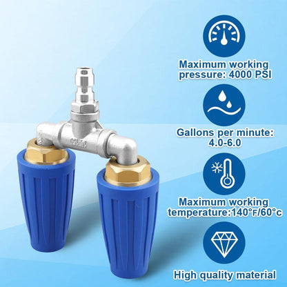 Trójnik ze stali nierdzewnej z podwójną dyszą o zwiększonej wydajności (TIP1/4 4000PSI)