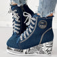 Modne damskie buty jeansowe na platformie w jednolitym kolorze