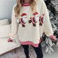 🎅Damski cekinowy sweter Mikołaj na łyżwach