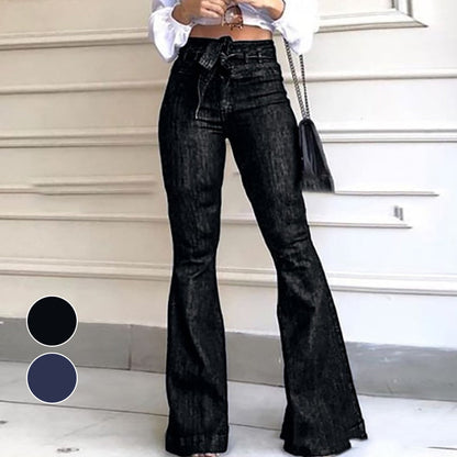 👖Dżinsy damskie z wysokim stanem i paskiem 3.97