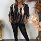 Damski top z nadrukiem V-Neck w stylu casualowym