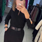Elegancka damska sukienka w jednolitym kolorze z paskiem