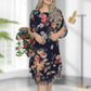 🌸2025 NOWOŚĆ! ELEGANCKA LUŹNA SUKIENKA DAMSKA Z NADRUKIEM W RÓŻE【S-4XL】