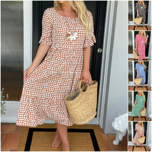 【S-3XL】👗Sukienka z okrągłym dekoltem w kropki