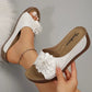 🌸 Damskie Wygodne Sandały Slip-On z Kwiatem