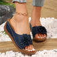 🌸 Damskie Wygodne Sandały Slip-On z Kwiatem