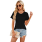 🌟 Jednolity kolorowy top z okrągłym dekoltem i plisowanym wykończeniem ✨👚