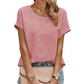 🌟 Jednolity kolorowy top z okrągłym dekoltem i plisowanym wykończeniem ✨👚