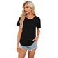 🌟 Jednolity kolorowy top z okrągłym dekoltem i plisowanym wykończeniem ✨👚