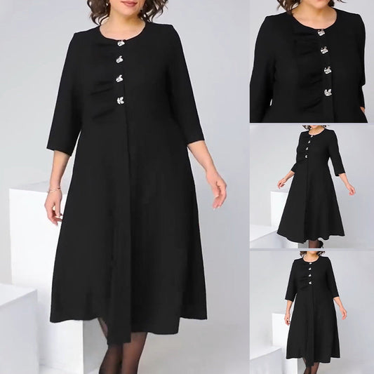 【S-4XL】🌿 Czarna elegancka sukienka