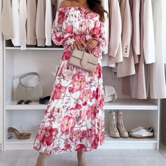 🔥👗Kwiecisty top z odkrytymi ramionami i dwuczęściowy zestaw ze spódnicą maxi