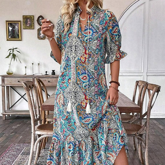 💃Eleganckie sukienki boho z kwiatowym nadrukiem 3