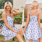 Damskie sukienki letnie Casual Square Neck Floral Sundress