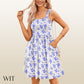 Damskie sukienki letnie Casual Square Neck Floral Sundress