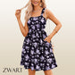 Damskie sukienki letnie Casual Square Neck Floral Sundress
