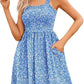 Damskie sukienki letnie Casual Square Neck Floral Sundress