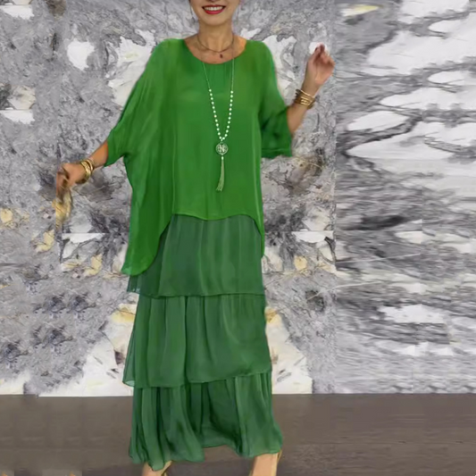 【S-4XL】💃Elegancka warstwowa sukienka maxi z falbanami z szyfonu