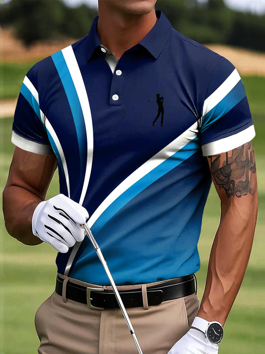 Męska koszulka polo w paski w stylu Art Print Casual Business