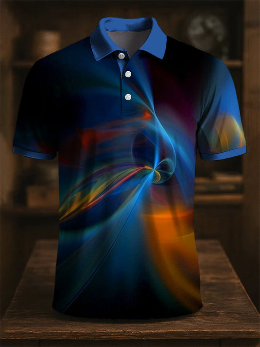 Męska koszulka polo retro abstrakcyjna z nadrukiem artystycznym w stylu retro