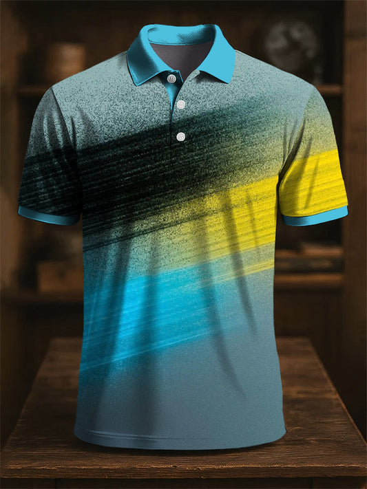Męska kolorowa linia retro Graffiti Art Print Casual Business Polo Shirt