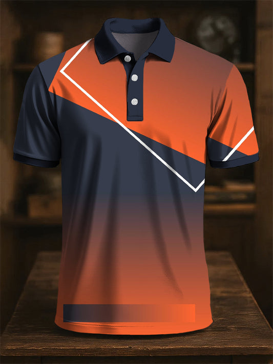 Męska koszulka polo z nadrukiem w stylu retro z gradientu kolorów