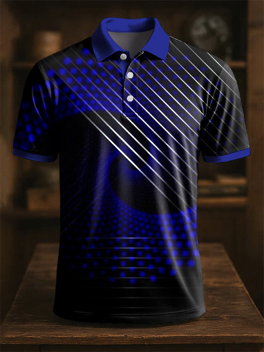 Męska koszulka polo z nadrukiem w paski w stylu retro
