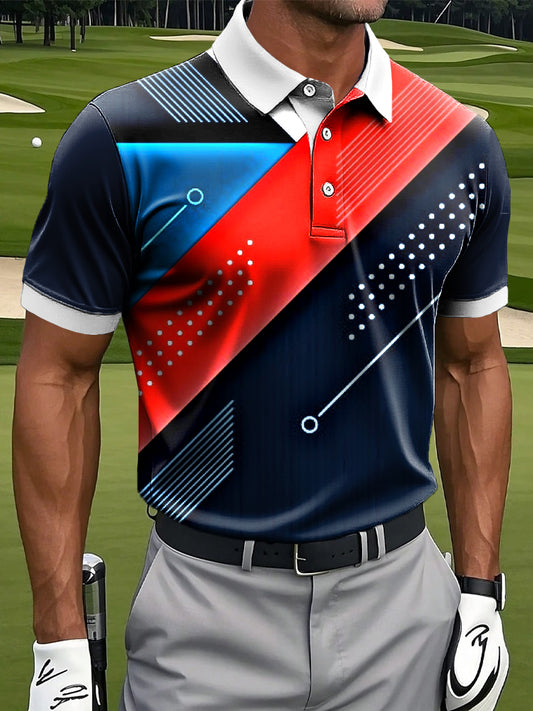 Męskie Retro Wielobarwne Geometryczne Linie Artystyczny Nadruk Casual Biznesowa Koszulka Polo