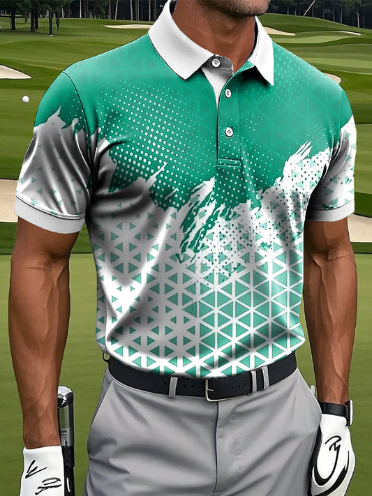 Męska koszulka polo z nadrukiem retro abstrakcyjna geometryczna w stylu polka w stylu retro