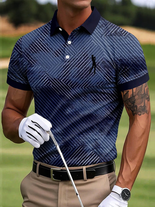 Męski Golf Abstrakcyjny Geometryczny Patchwork Art Print Casual Biznesowa Koszulka Polo