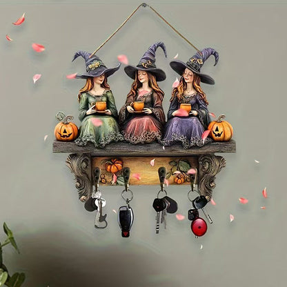 Czarująca dekoracja ścienna z czarownicami na Halloween z haczykami