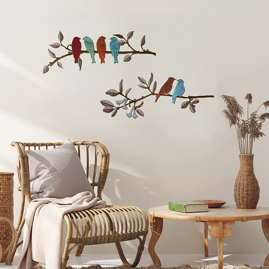 Delicate Metal Birds Wall Decor Set