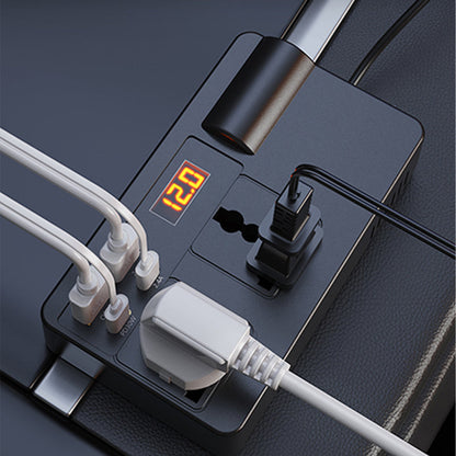 ⚡🔋Przenośny przetwornik samochodowy 12 V/24 V na 220 V z wyświetlaczem cyfrowym