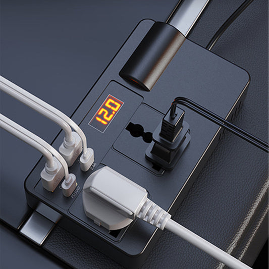 ⚡🔋Przenośny przetwornik samochodowy 12 V/24 V na 220 V z wyświetlaczem cyfrowym