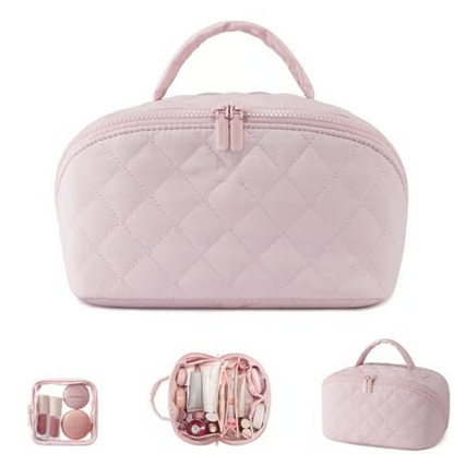 Nowa torba kosmetyczna z bawełnianej tkaniny o dużej pojemności, wyposażona w uchwyt