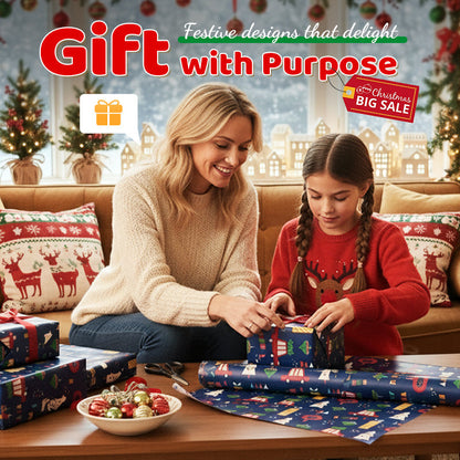 【3 +2 gratis】🎄Świąteczny papier do pakowania prezentów (70 x 50 cm)