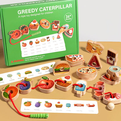 🐛Drewniana zabawka linowa „Głodna gąsienica” (odpowiednia dla dzieci powyżej 3 roku życia)