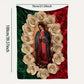 Virgin Mary & Roses Flannel Throw Blanket