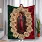 Virgin Mary & Roses Flannel Throw Blanket