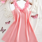 Women's Satin Floral Strap Slip Mini Dress