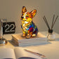 Wielokolorowa Lampa Stołowa LED Figurka Psa w Stylu Color Block