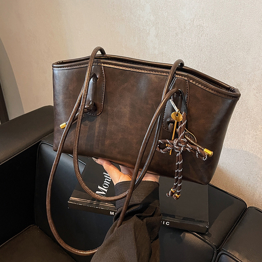 Vintage PU skórzana torba na ramię dla kobiet – klasyczna, elegancka torebka na co dzień